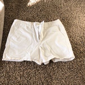 White high rise shorts.
